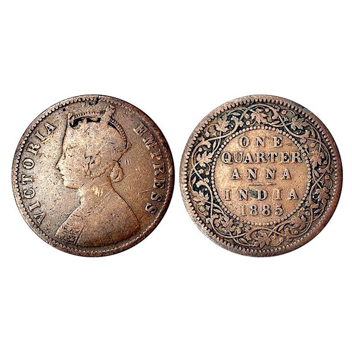 Victoria Empress, Copper, ¼ Anna, 1885. Very Fine. ...