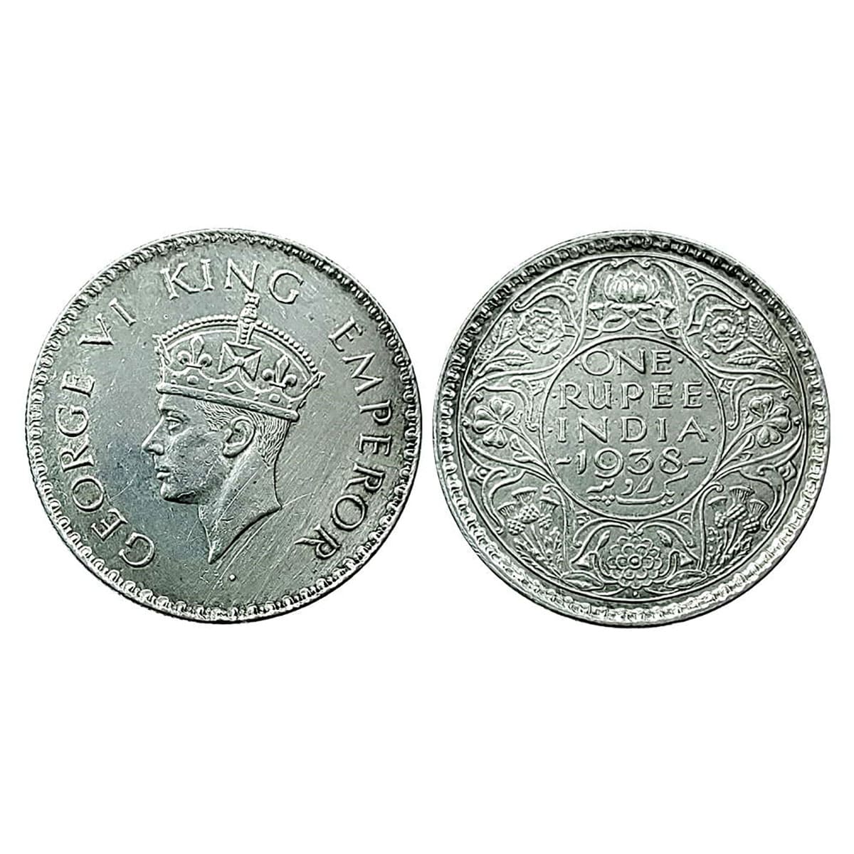 George VI, Rupee, Silver, 1938, Dot Mint Mark, Bombay Mint. Extremely Fine+, Rare. ...