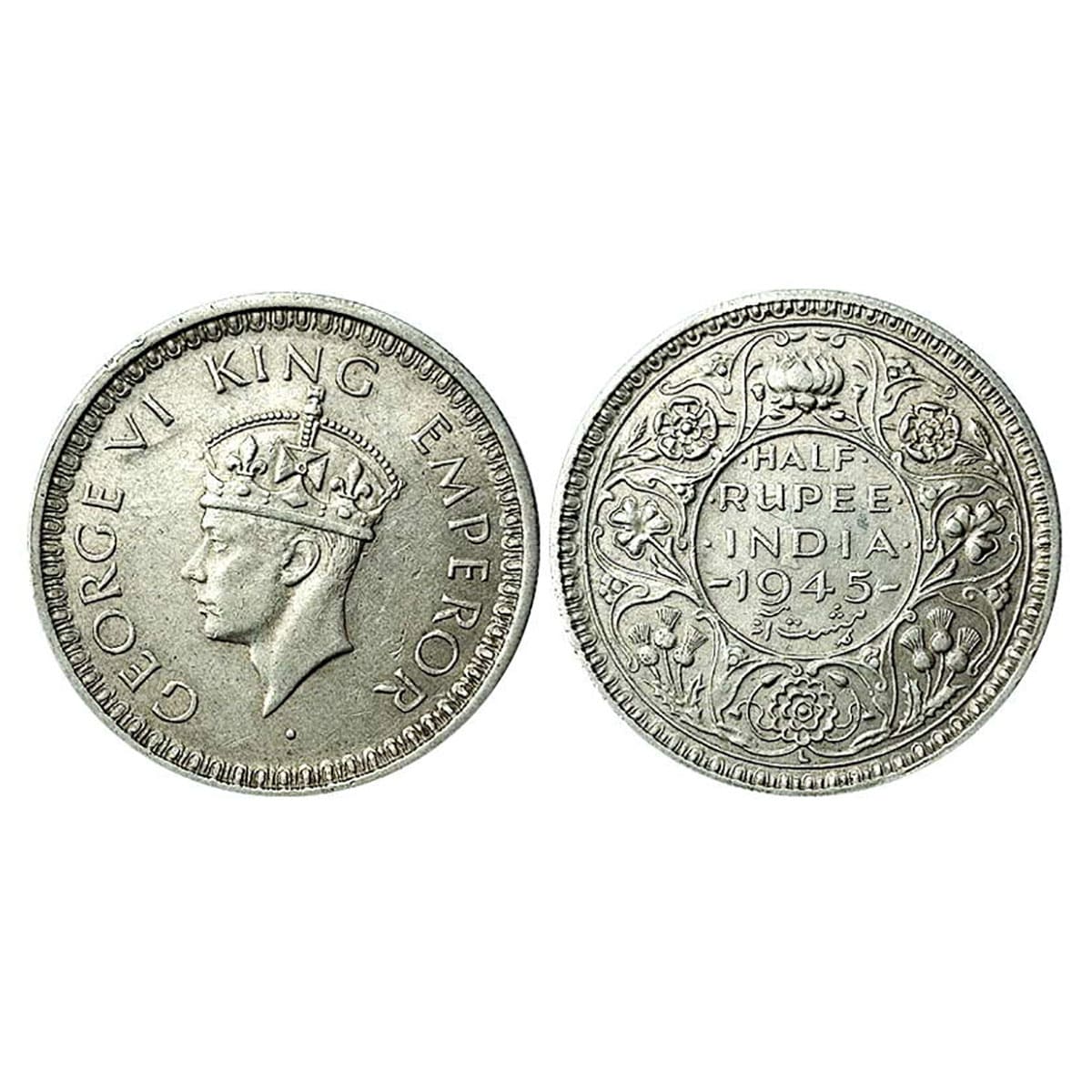 George VI, Rupee, Silver, 1945, L Mint Mark, Lahore Mint. Very Fine+, Scarce. ...