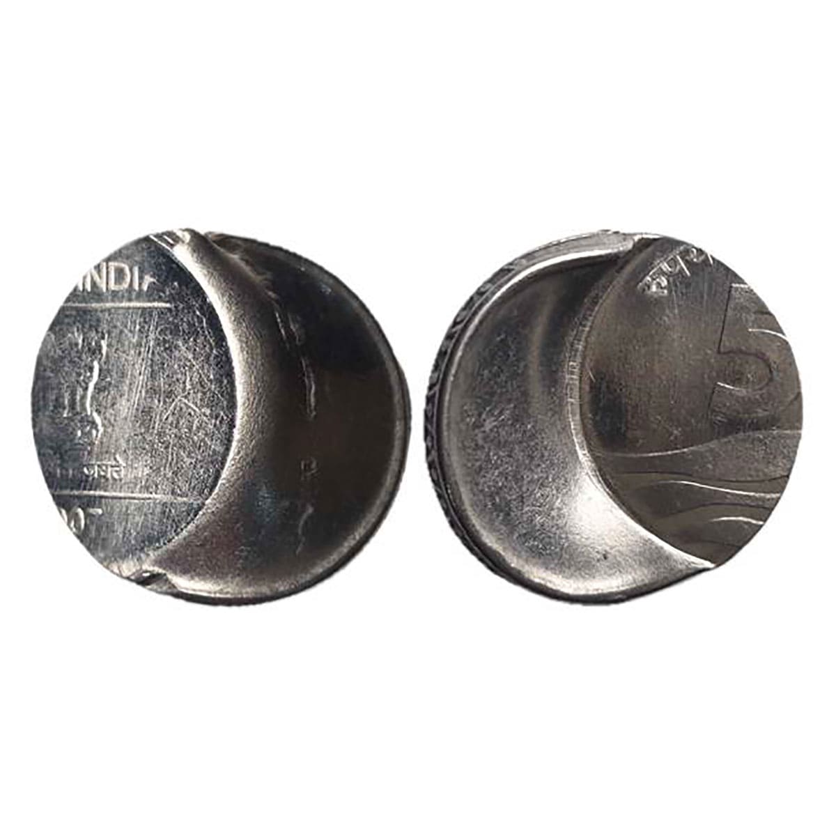 5 Rupees Error, Stainless Steel, 6.13 g, Waves Series, 2007, probably Hyderabad Mint. The 