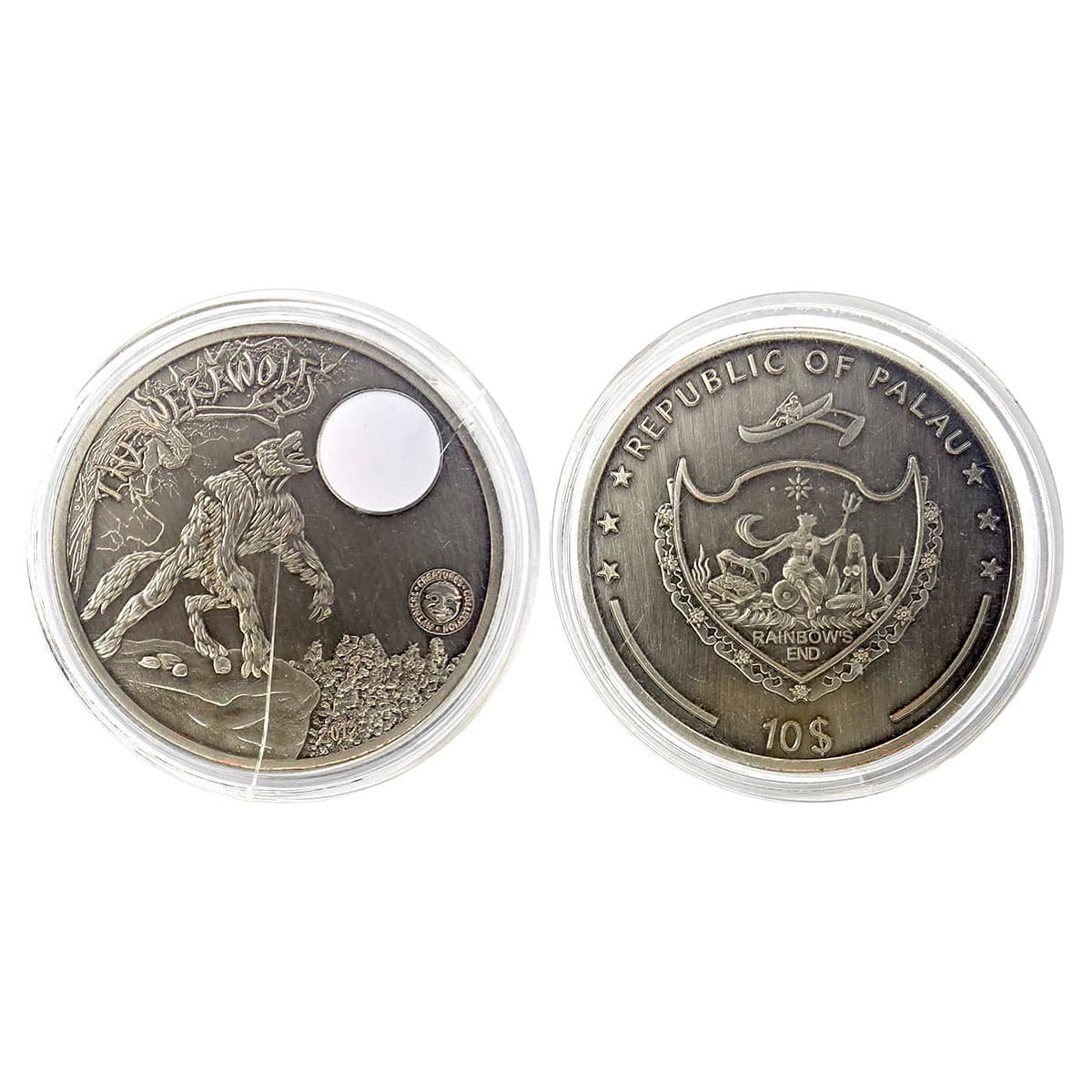 Cupro - Nickel, Palau, 10 Dollars UNC, Copper-Nickel, the WereWolf Series, Arms of the cou