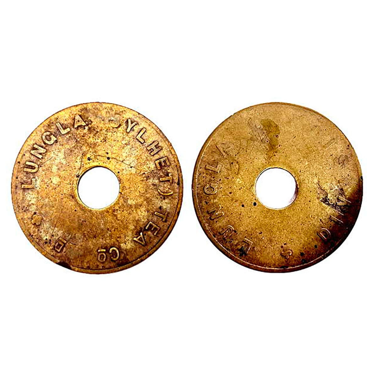 Tea Garden Token of Sylhet Tea Co., Bronze, 3.96 g, SYLHET TEA CO. / D. / LUNGLA on obvers