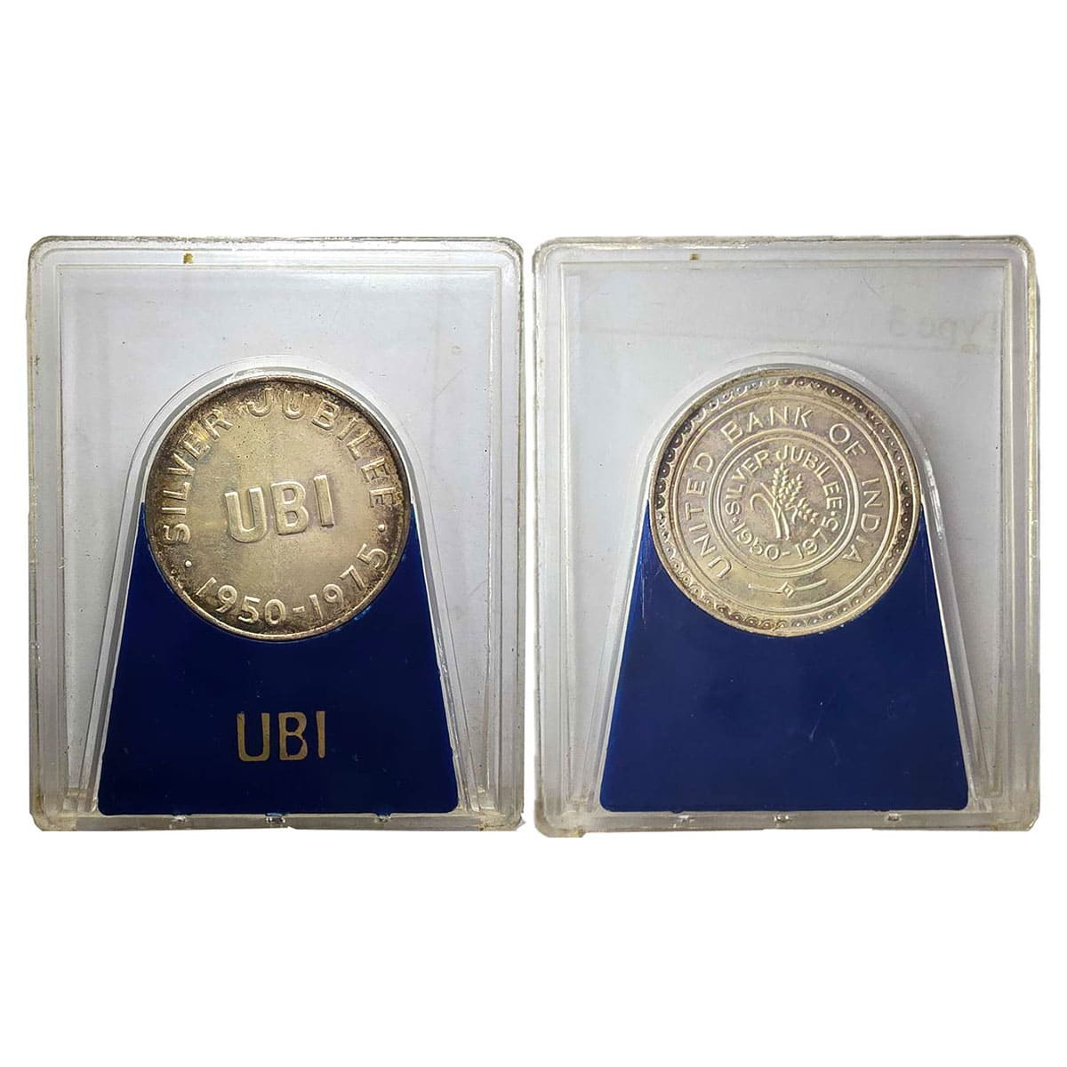 Union Bank of India Token of Silver Jubilee, Silver, 8.60 g, name of Bank and Silver Jubil