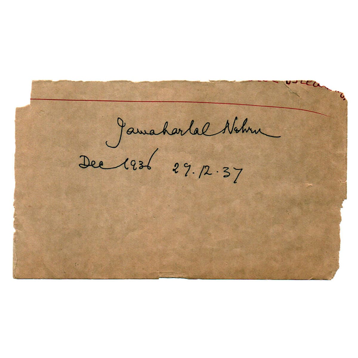 Autograph of the then Prime Minister Jawaharlal Nehru on Paper and autographed as Jawaharl