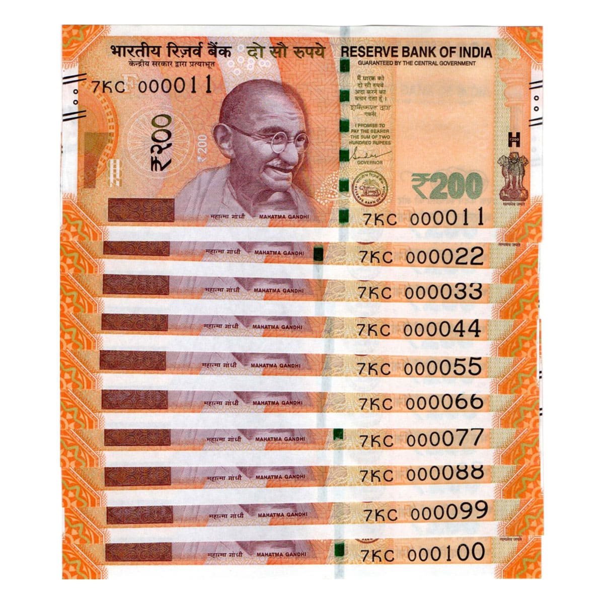 Paper, Super Fancy Set of 10 Notes: The Fancy numbers are: 000011, 000022, 000033, 000044,