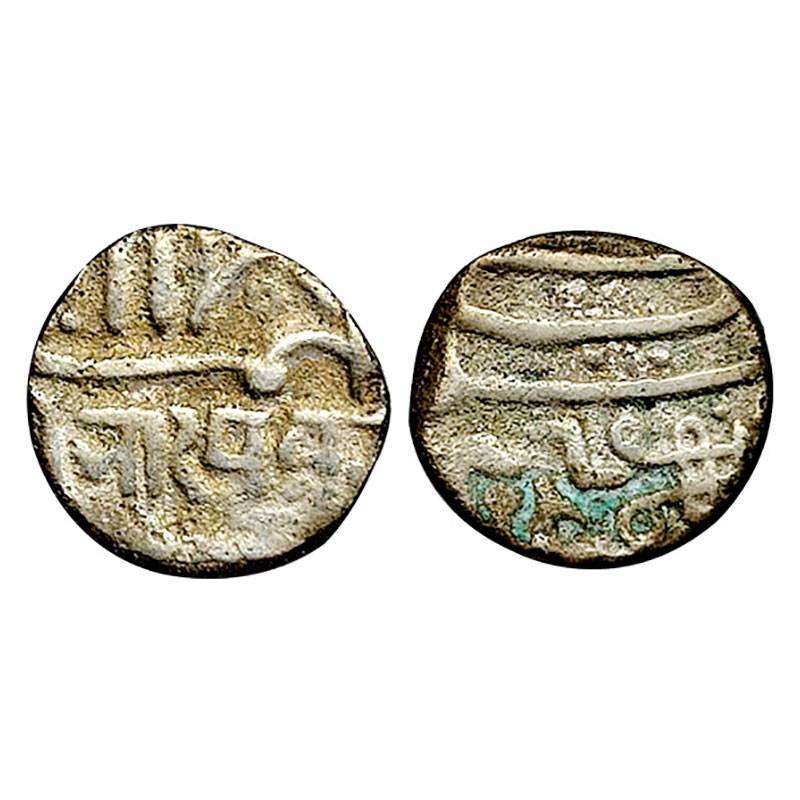 Kutch, Bharmalji II, Silver, ½ Kori, In the name of Ahamd Shah Durrani. AH 1165. Nagari le