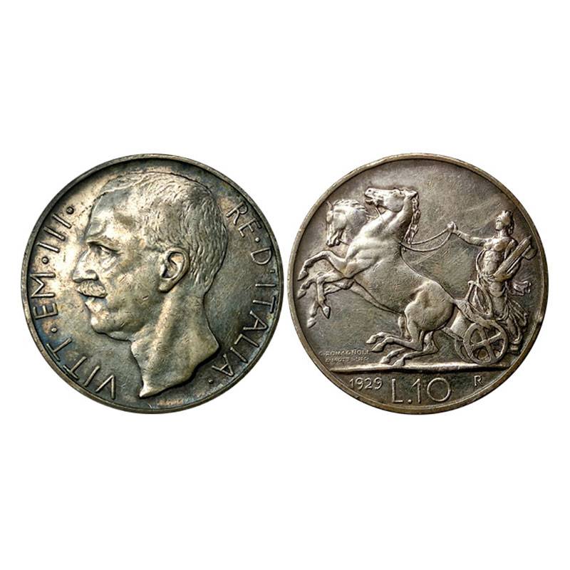 Silver, Italy, 10 Centimes, 1929, EF. Rare...