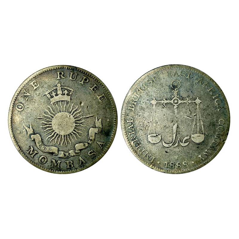 Mombasa, 1 Rupee, Silver, 11.5 g. very Fine, rare...