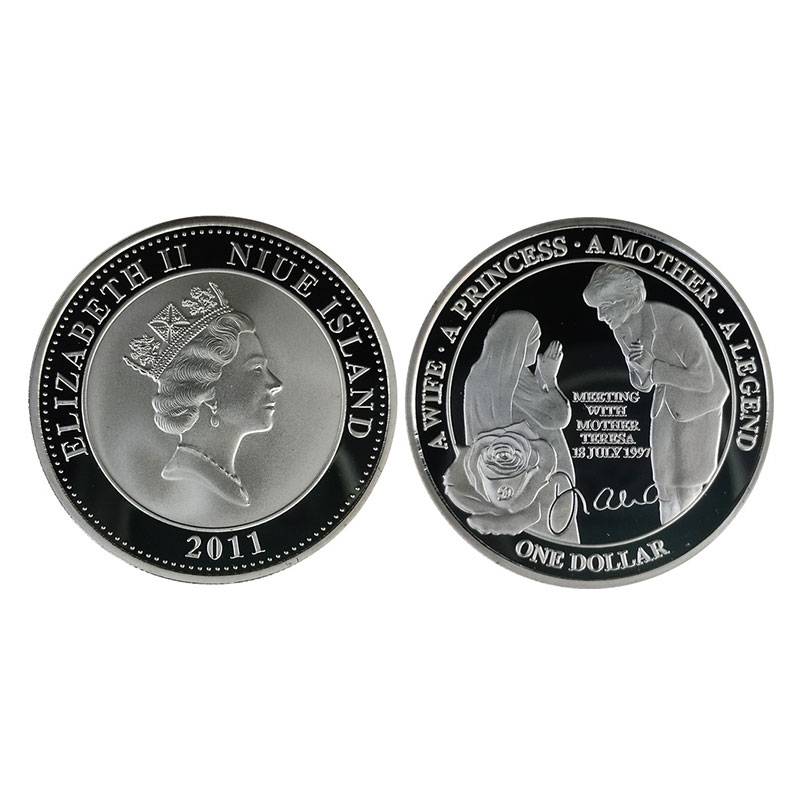 Niue Island, 1 Dollar, 2011, 28.4g. Silvered Copper, Mother Teresa, Proof, rare...