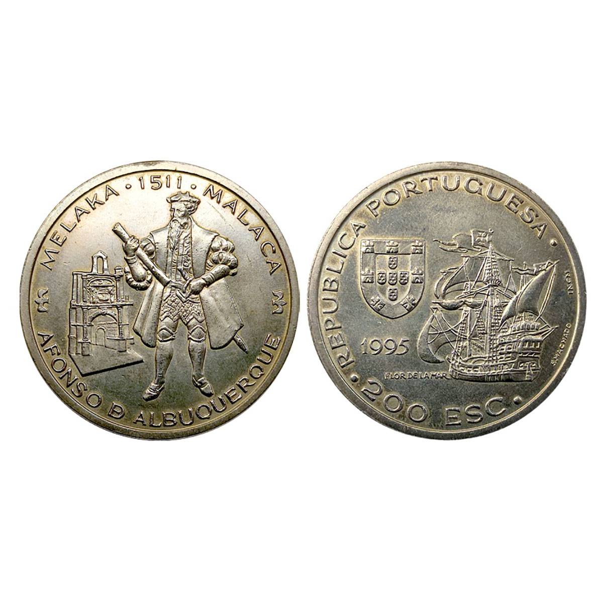 Cupro - Nickel, Portugal, 200 escudos, 1995, CuNi. Commemorating AFONSO D. ABUQUERQUE, the