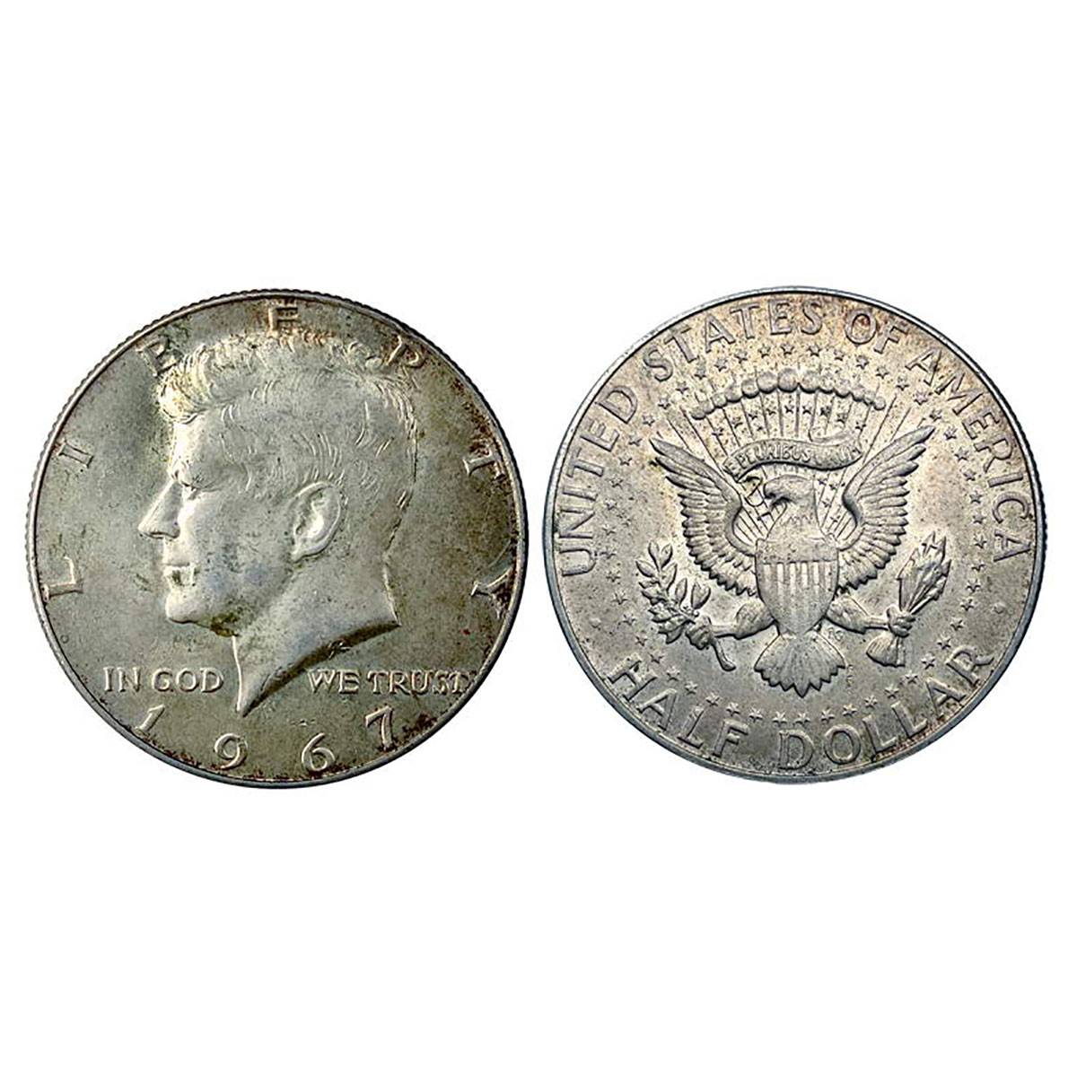USA, Kennedy ½ Dollar, Silver, 1967, UNC, Rare...
