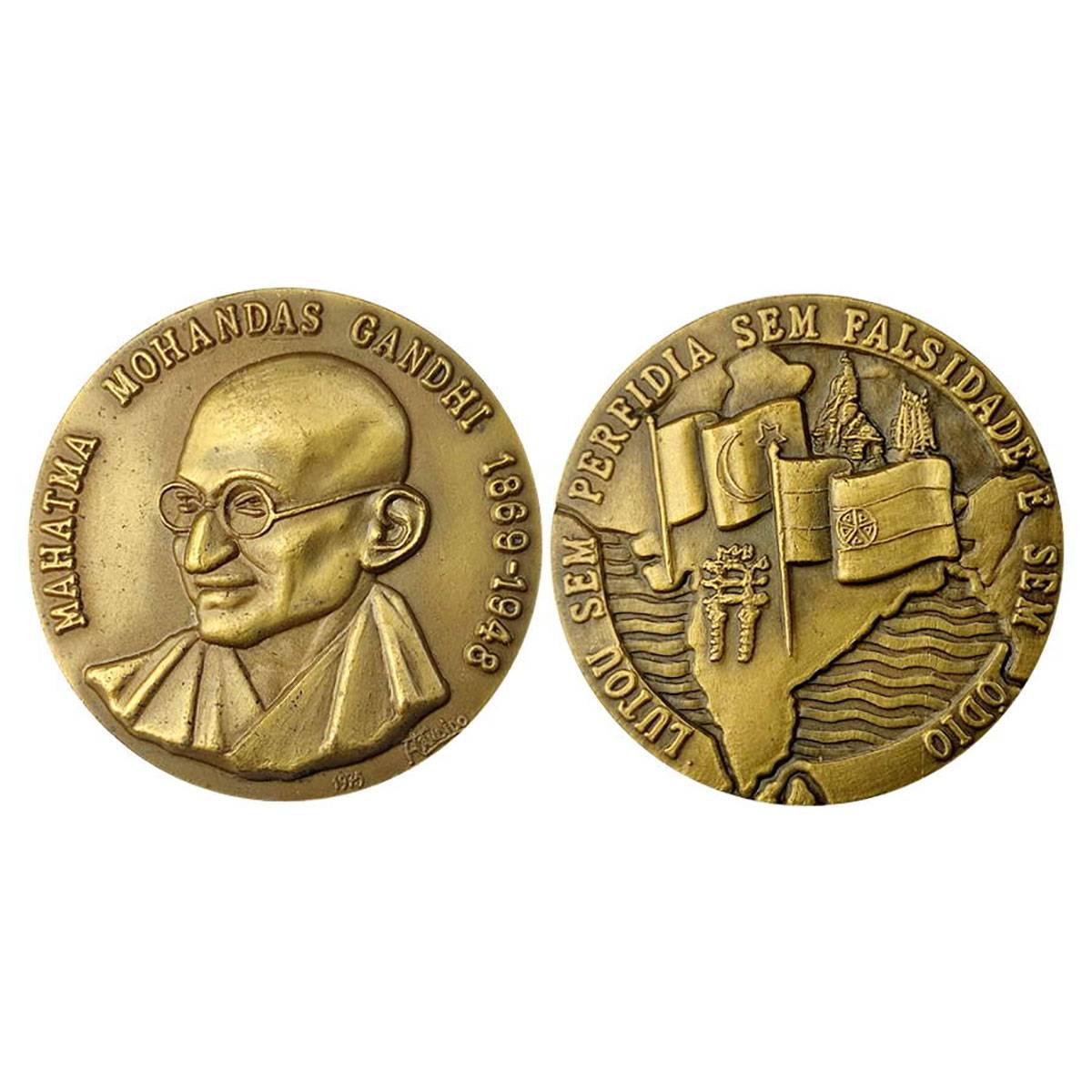 Mahatma Gandhi, Bronze medal, 1948, with map of undivided India on the reverse, EF, rare..