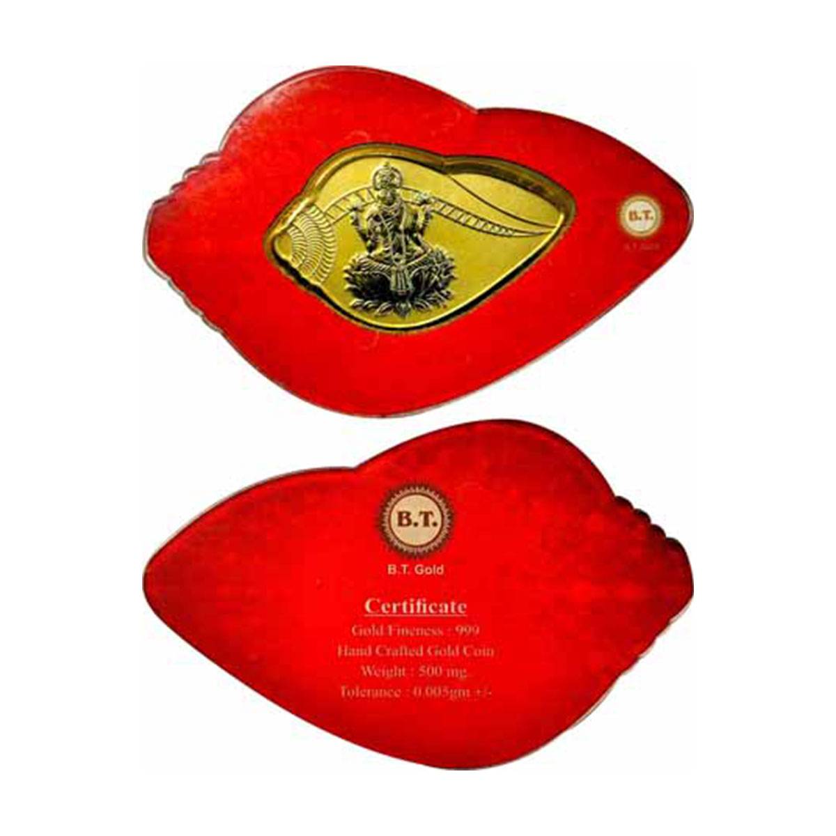 Gold Bar, in the shape of a Shamkha. 0.5 g. Laxmi. In original acrylic packing, unc,...
