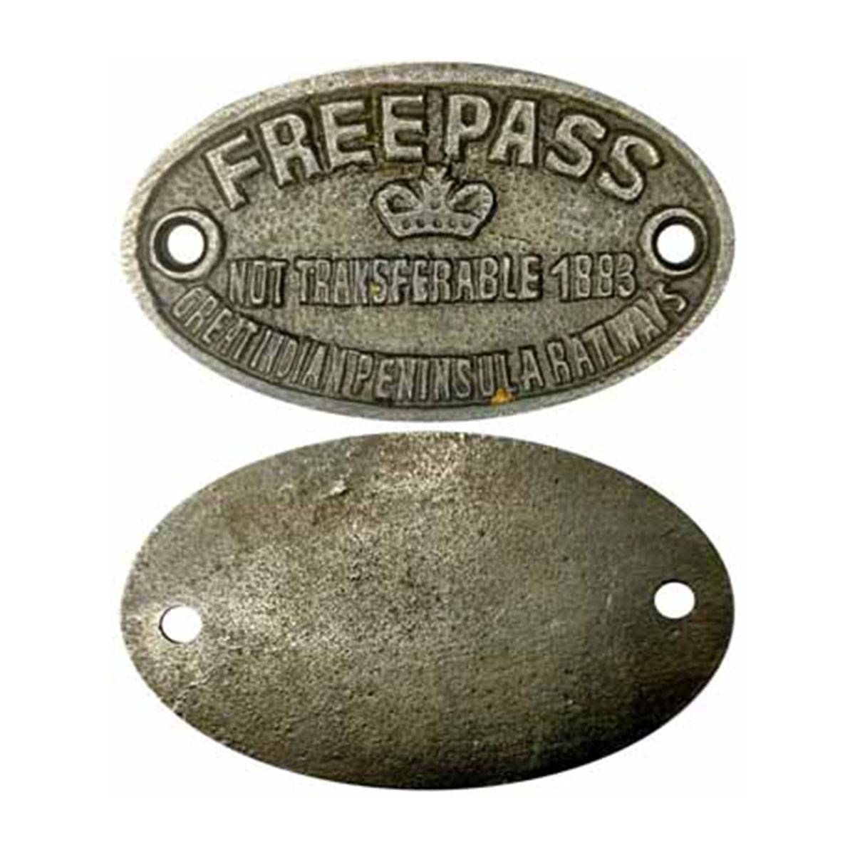 Indian Railway, Nickel Pass, 62 g, GREAT INDIAN PENINSULAR RAILWAYS, Free Pass, 1883, Obv: