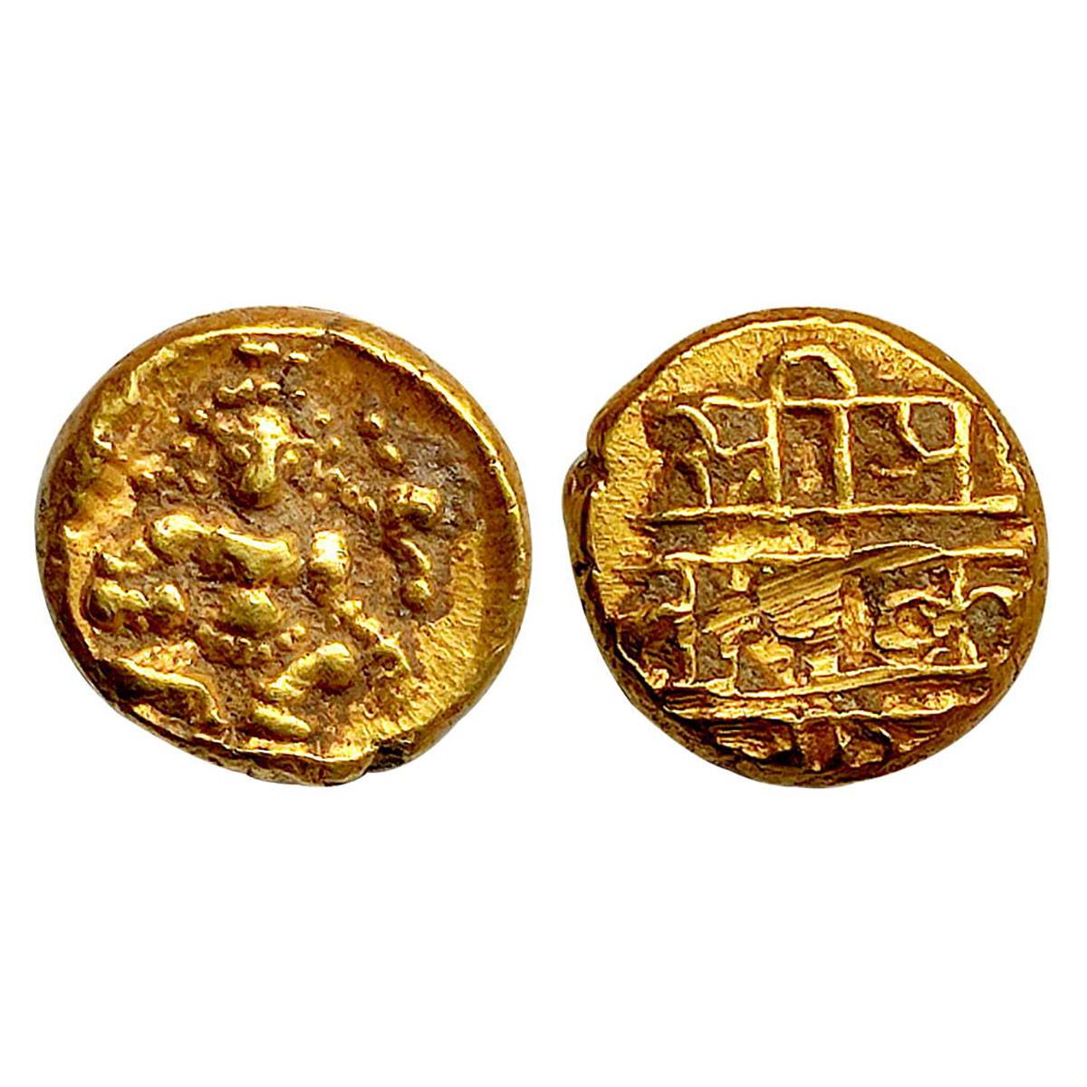 Vijayanagar Kingdom, Tuluva dynasty, gold ½ Pagoda of Krishna Devaraya (1509-1530 AD), Gir