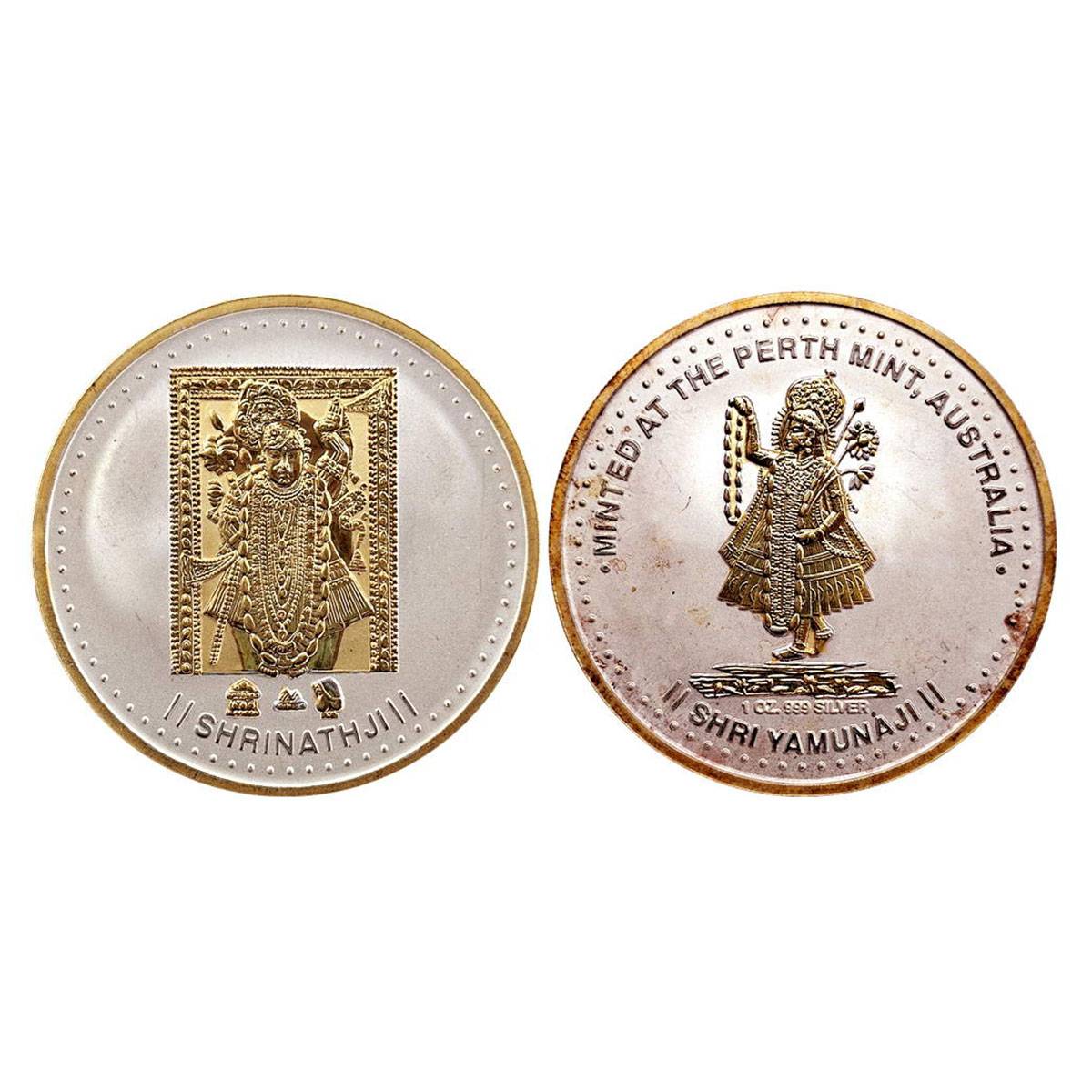 Perth Mint, Ounce, 31.6 g. Gold gilt on Silver, (Ganga Jamuna style) Proof, Frosted field 