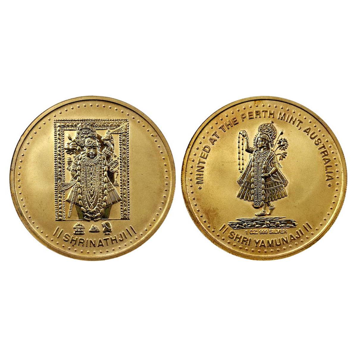 Perth Mint, Ounce, 31.6 g. Gold gilt on Silver, Uncirculated.. Obv. Obv. Srinath ji and le