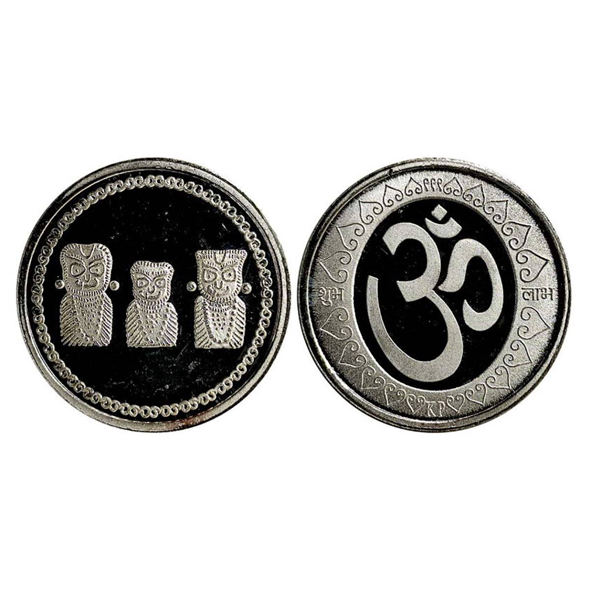 Indian Mint, Obv, 10 g. Silver, Jagannath ji along with his brother Balabhadra and sister 