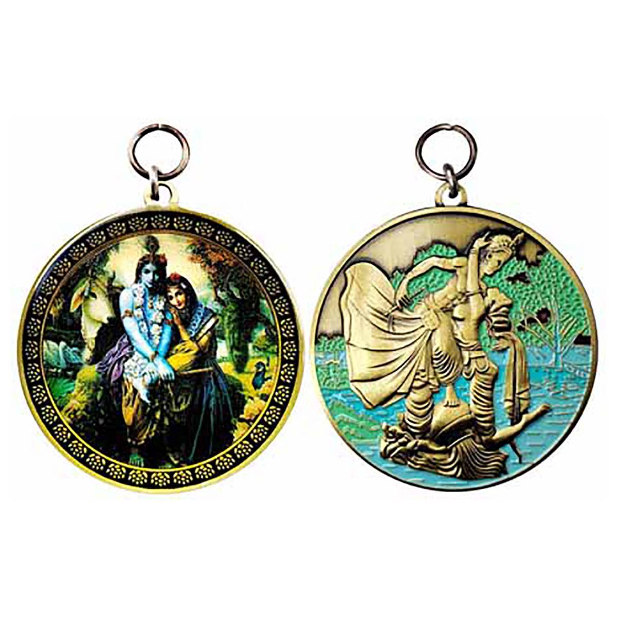 USA Mint, 41.5 g. Gold gilt on Copper, Obv. Radha and Krishna playing pn a swing with a co