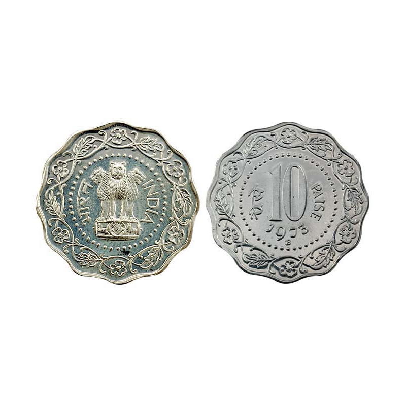 10 Paise Proof, Bombay Mint, 1973, Definitive issue, Aluminum. Proof, Scarce. ...